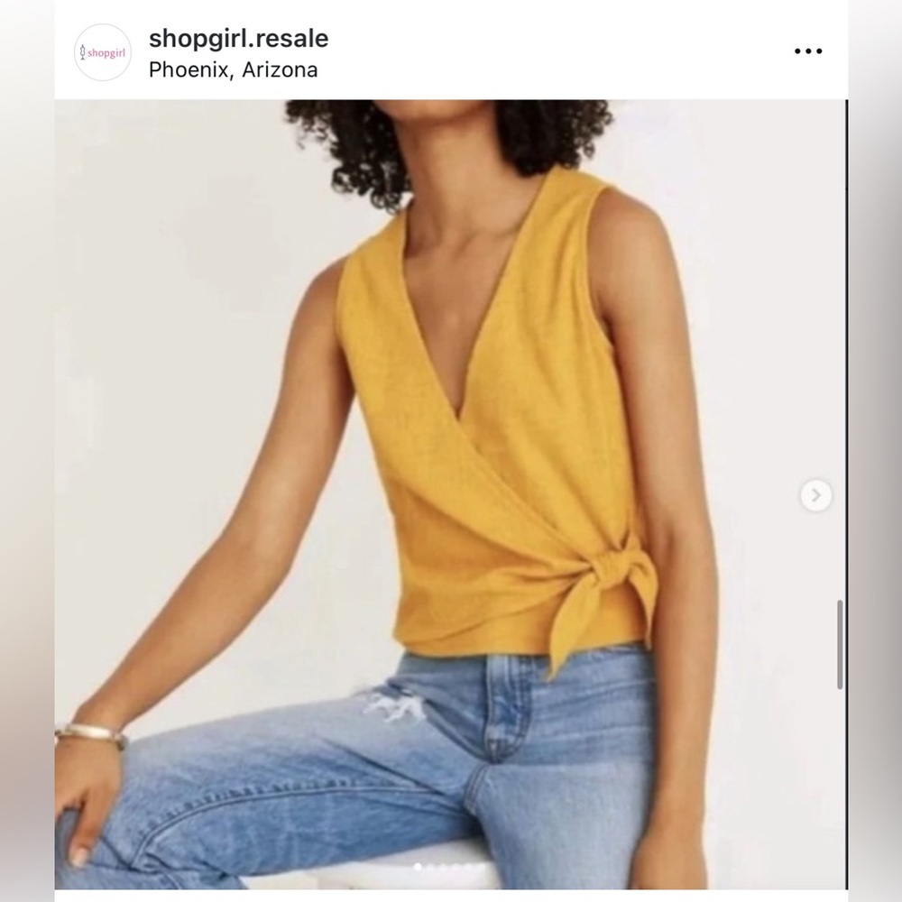 Madewell Wrap Tie Tank Top in‎ Gold XXL 1X Maeve